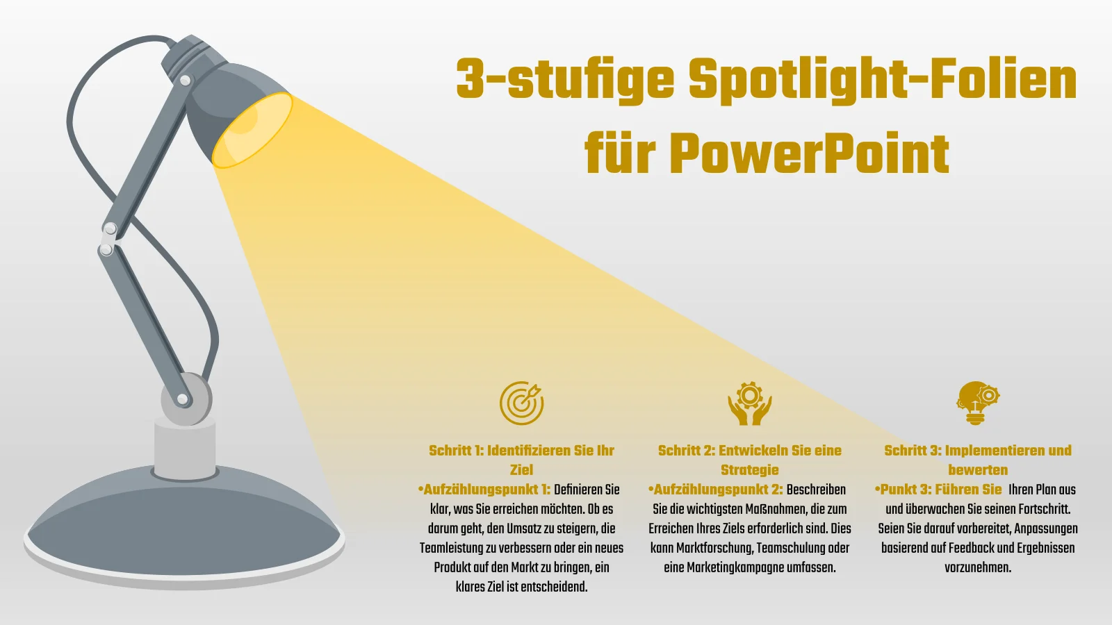 3-stufige Spotlight-Folien für PowerPoint – sauber und professionell