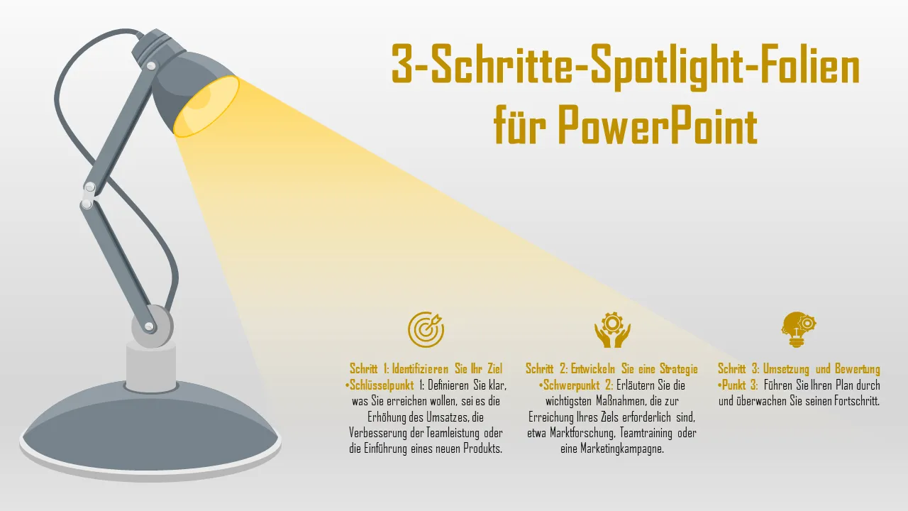 3-stufige Spotlight-Folien für Powerpoint