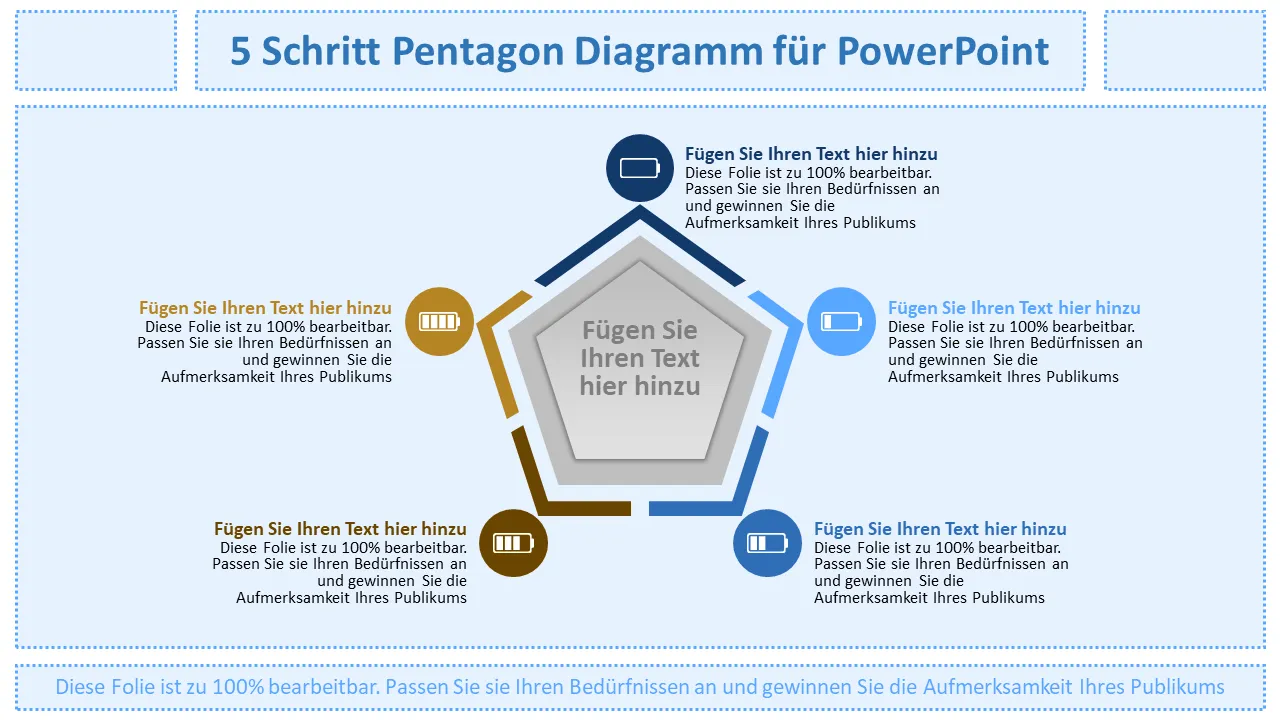 5 Schritte Pentagon formt Powerpoint-Diagramm