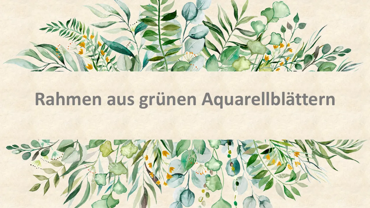 Aquarell-grüne Blätter-Rahmen-PowerPoint-Vorlagen für Geschäftspräsentationen