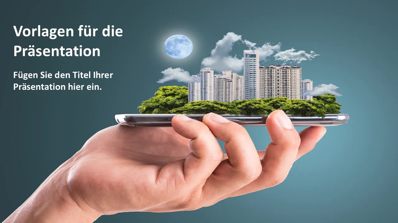 City of Business Man PowerPoint-Vorlage für Geschäftspräsentationen