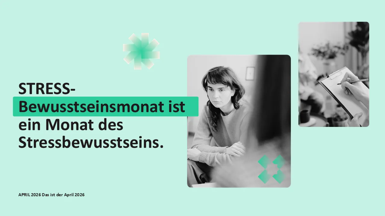 Folien zum Stressbewusstseinsmonat für Geschäftspräsentationen