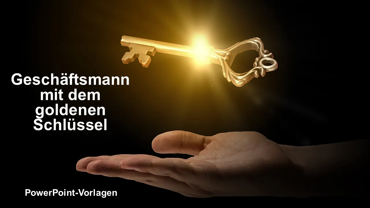 Geschäftsmann Hand Golden Key Powerpoint-Vorlagen