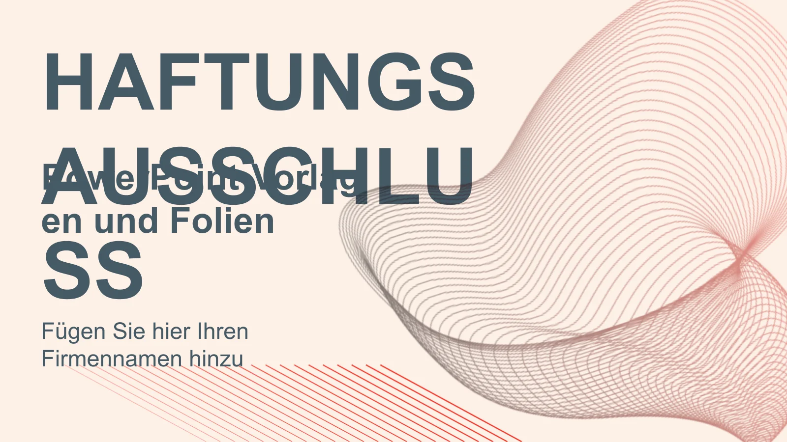 Haftungsausschluss PowerPoint-Vorlagen-Folien für professionelle Präsentationen