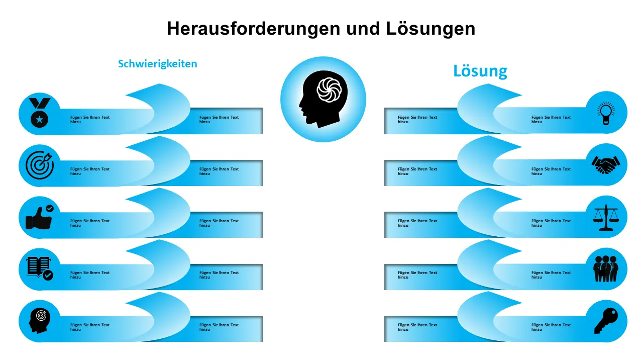 Herausforderungen und Lösungstabelle Powerpoint-Grafiken