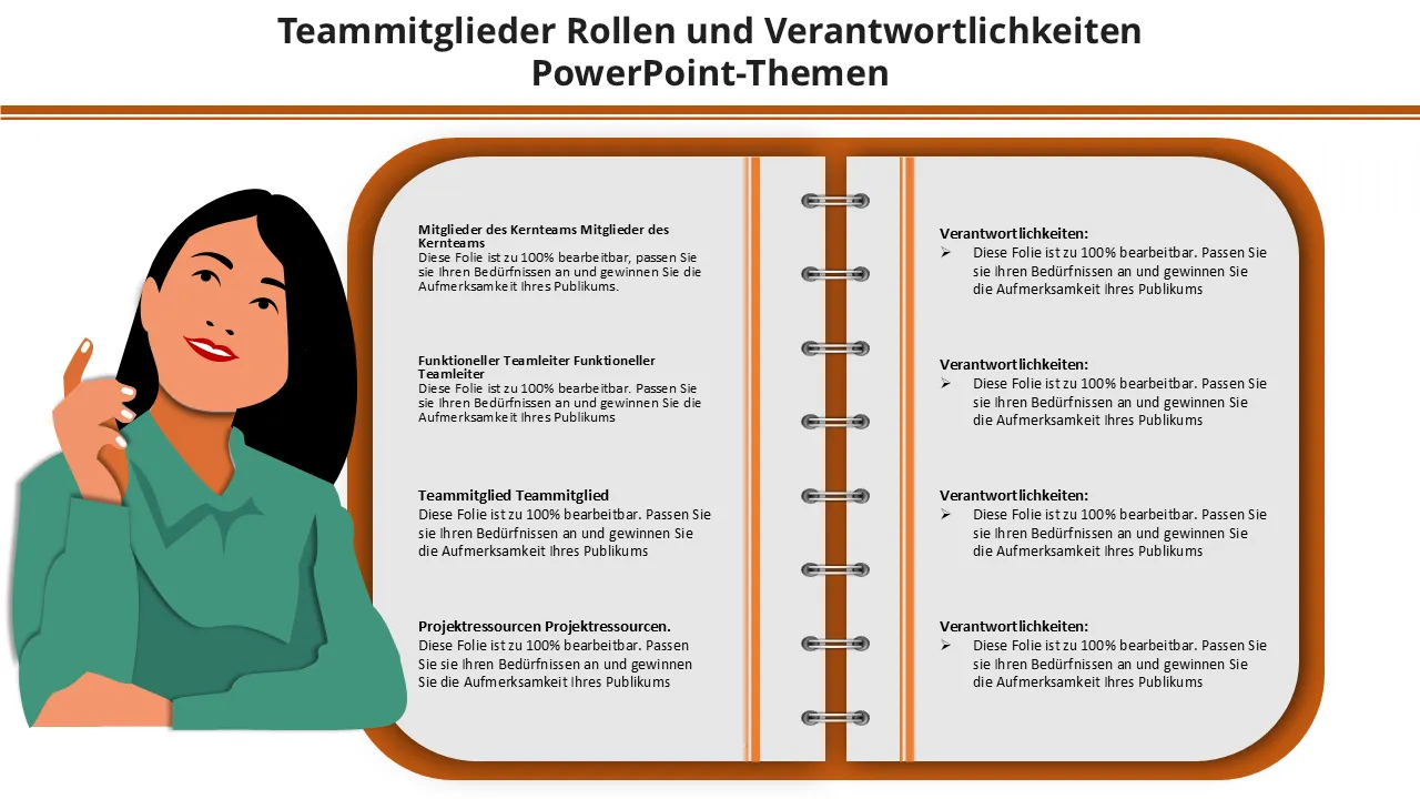 Rollen und Verantwortlichkeiten der Teammitglieder PowerPoint-Themen PowerPoint-Vorlage für professionelle Präsentationen