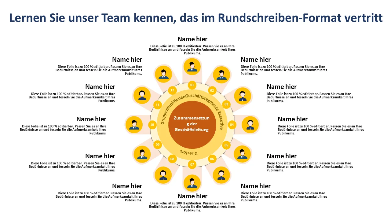 Vorlage für eine kreisförmige Teampräsentation